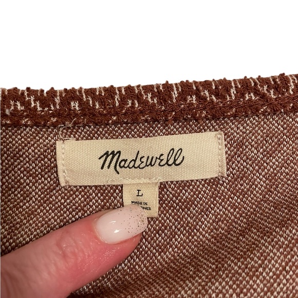 Madewell Square Neck Puff Sleeve Top Brown And Cream Pattern Large - Picture 5 of 6
